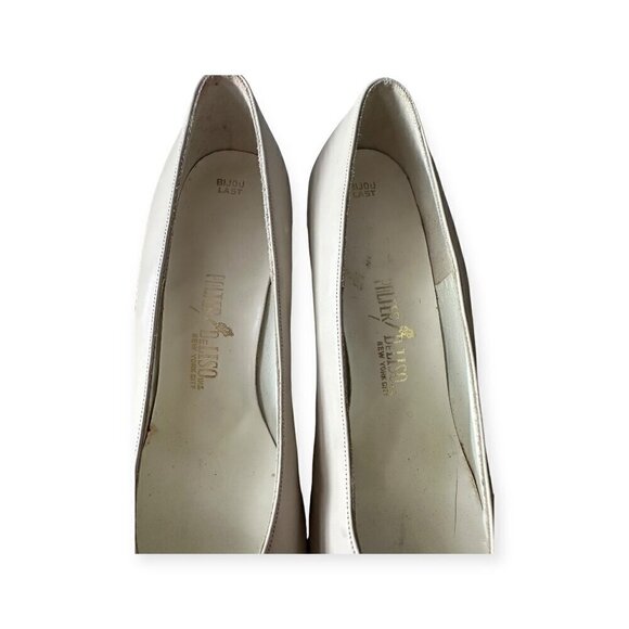 Vintage Palter DeLiso Mod Cream Leather Pumps with Buckle, Size 6 1/2B - Picture 13 of 13